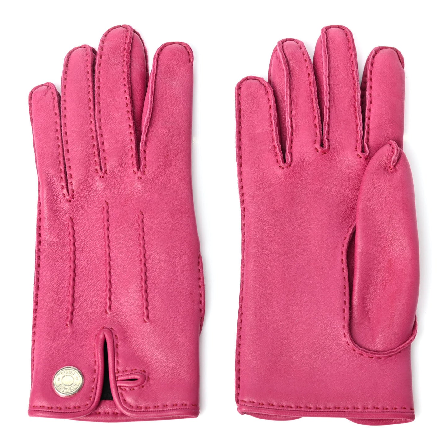 Lambskin Nervures Droites Gloves 6.5 Rose Pourpre