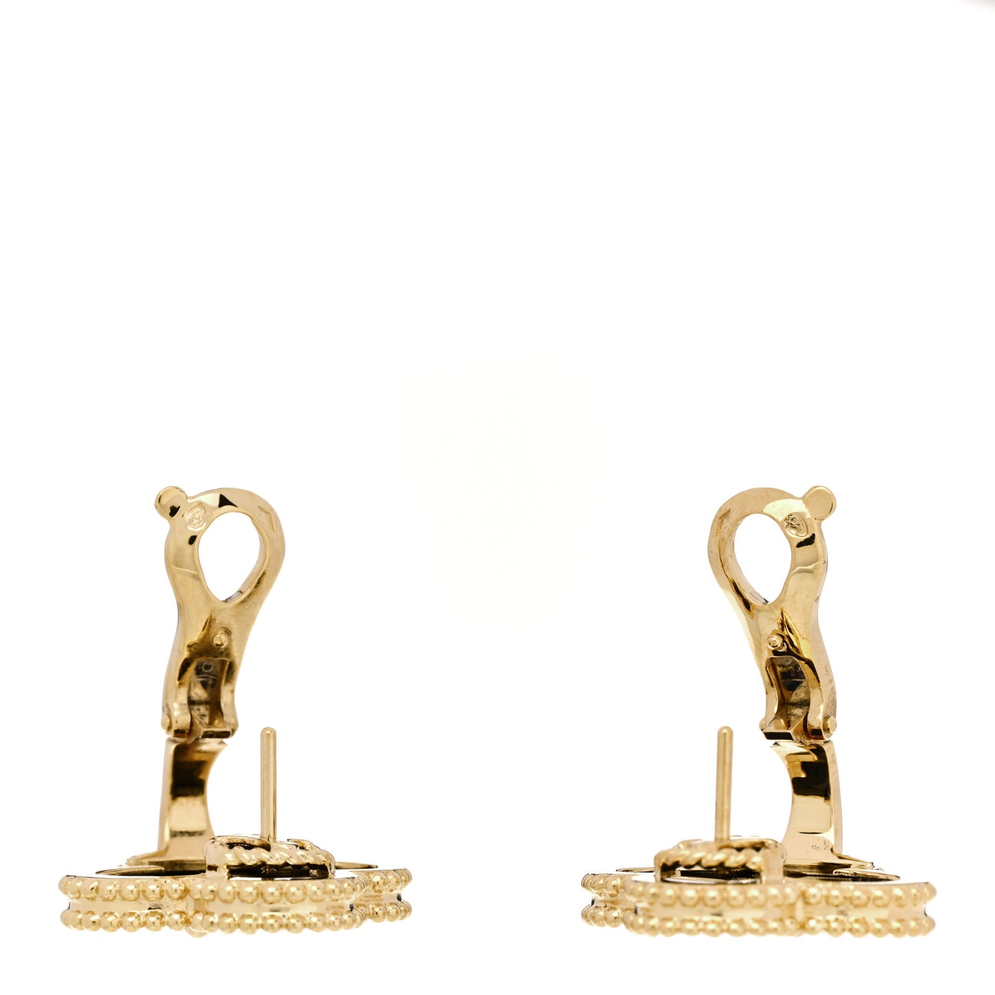 18K Yellow Gold Black Onyx Magic Alhambra Earrings
