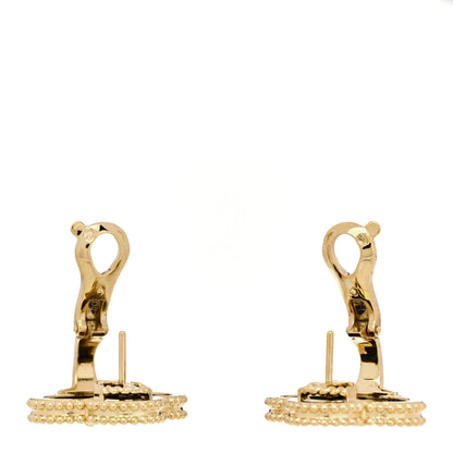 Van Cleef & Arpels 18K Yellow Gold Black Onyx Magic Alhambra Earrings 3 of 4
