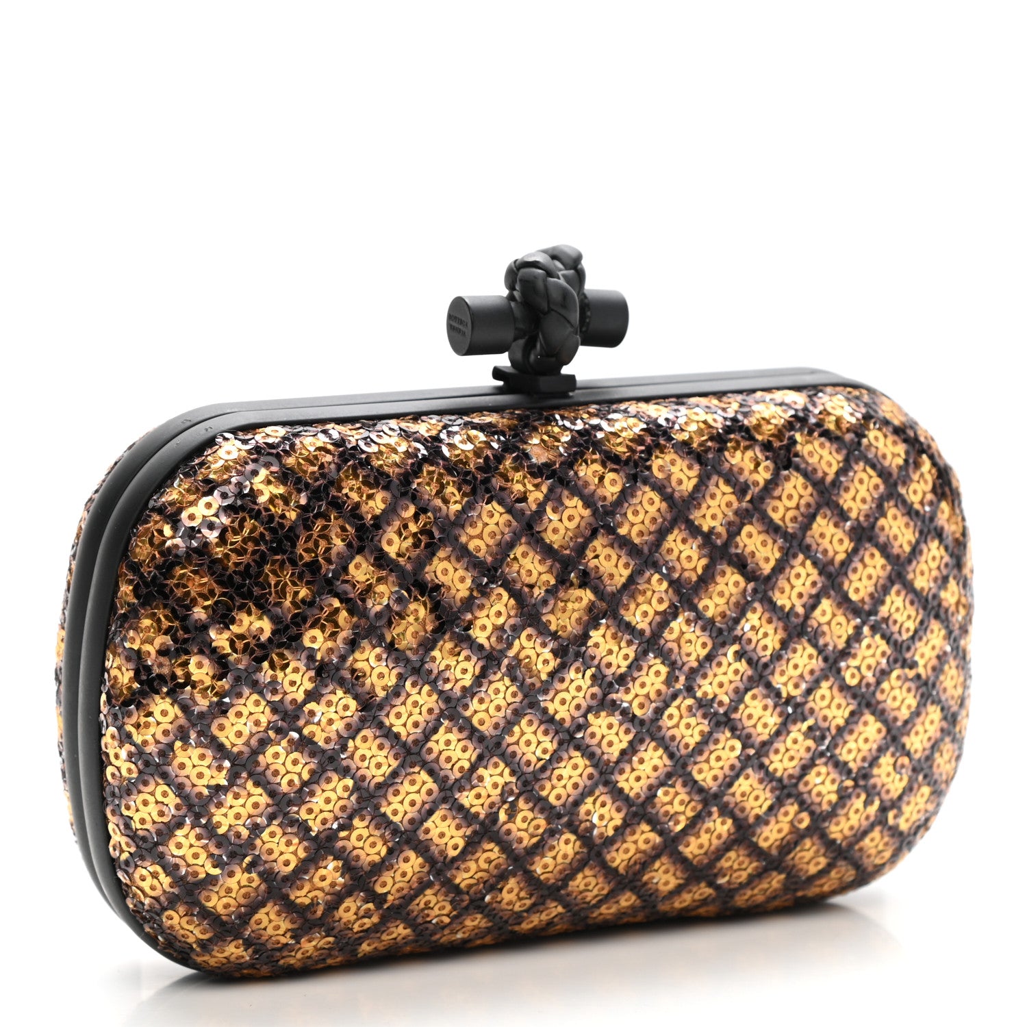Bottega Veneta Metallic Paillettes Sequin Intrecciato Knot Clutch 3 of 7