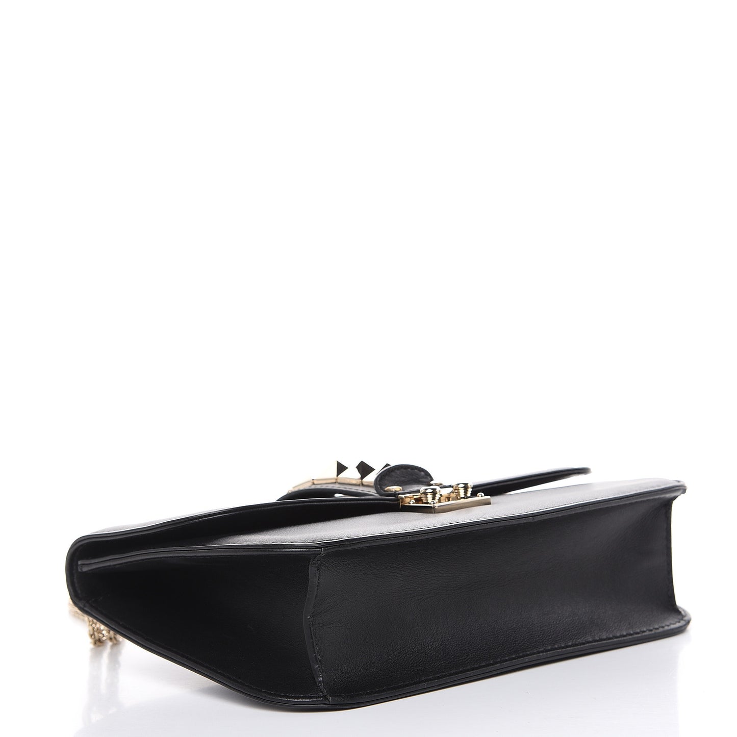 Vitello Medium Glam Lock Rockstud Flap Black