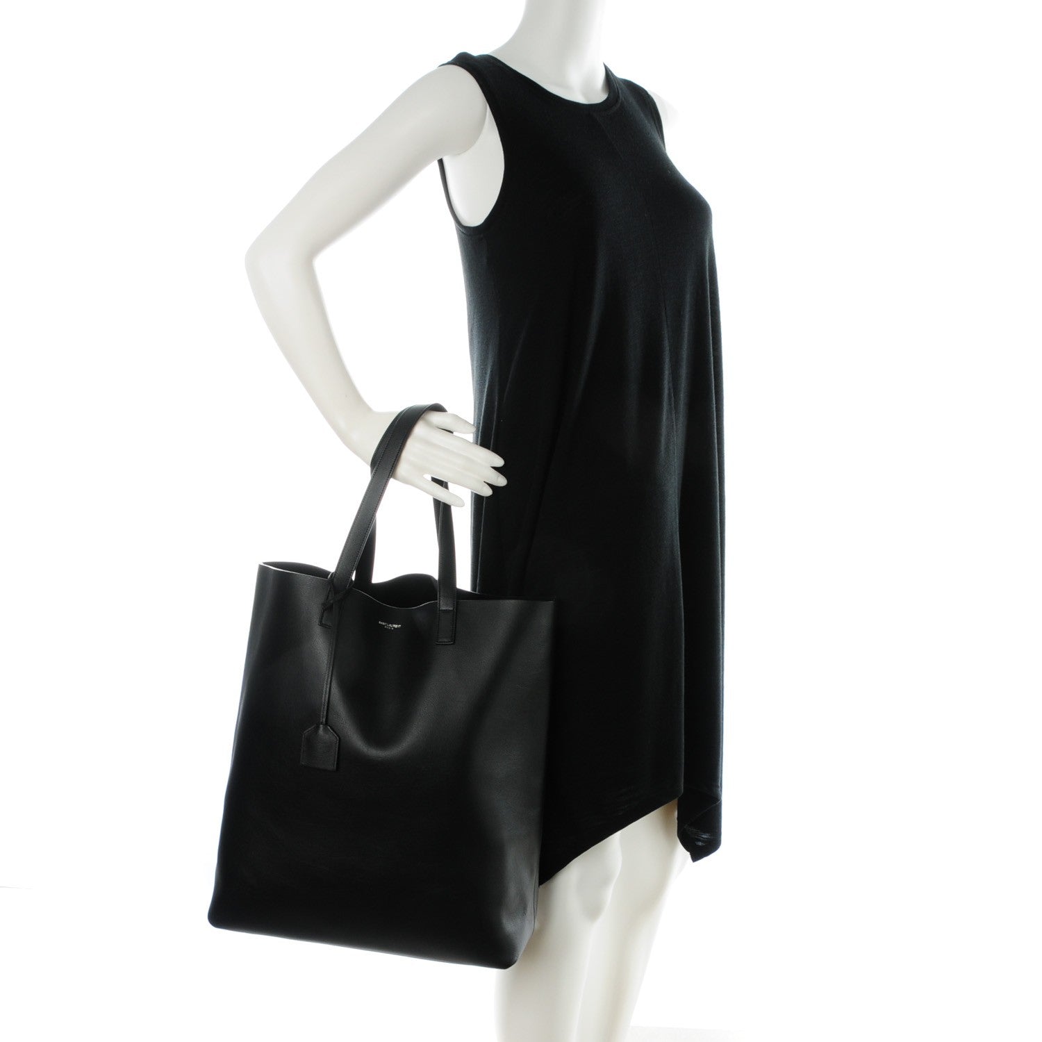 Saint Laurent Calfskin Shopping Tote Bag Black 2 of 9