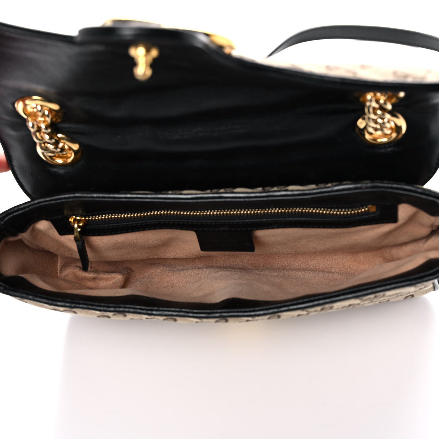 Monogram Matelasse Diagonal Small GG Marmont Shoulder Bag Beige Black