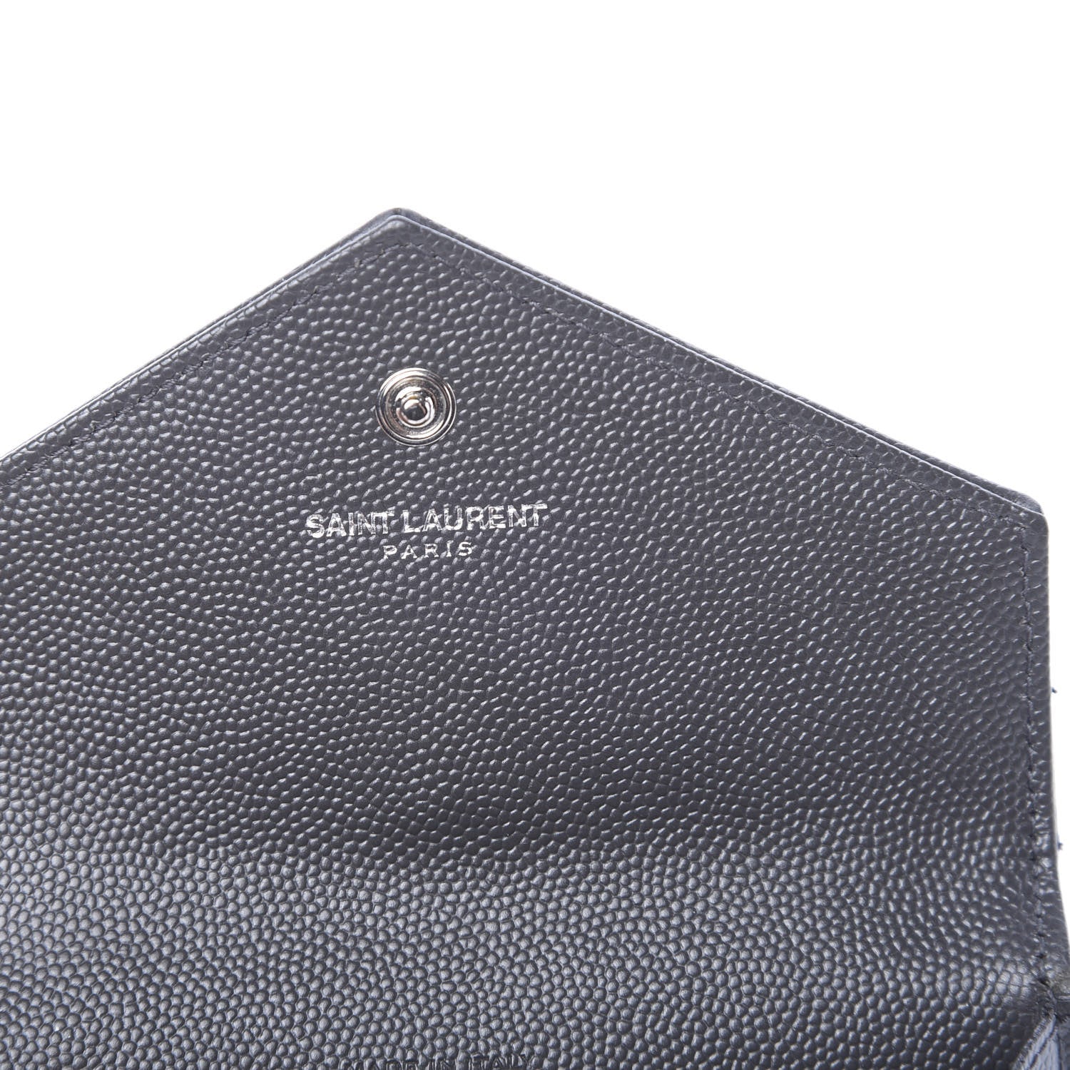 Saint Laurent Grain De Poudre Matelasse Chevron Small Monogram Envelope Wallet Earth 5 of 8