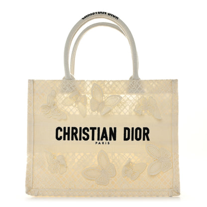 Christian Dior Embroidered 3D Macrame D-Lace Butterfly Medium Book Tote White 1 of 10
