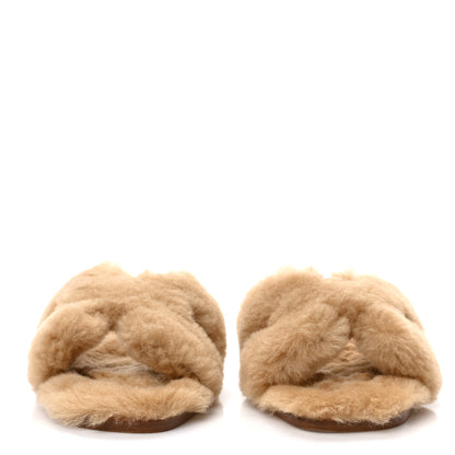 Hermes Woolskin Oran Sandals 36.5 Beige Argile 2 of 8
