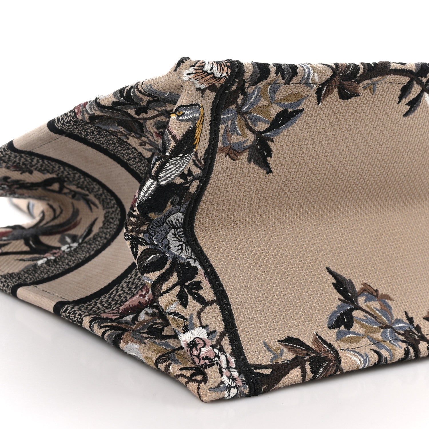 Christian Dior Canvas Embroidered Jardin D'Hiver Medium Book Tote Beige Multicolor 8 of 9