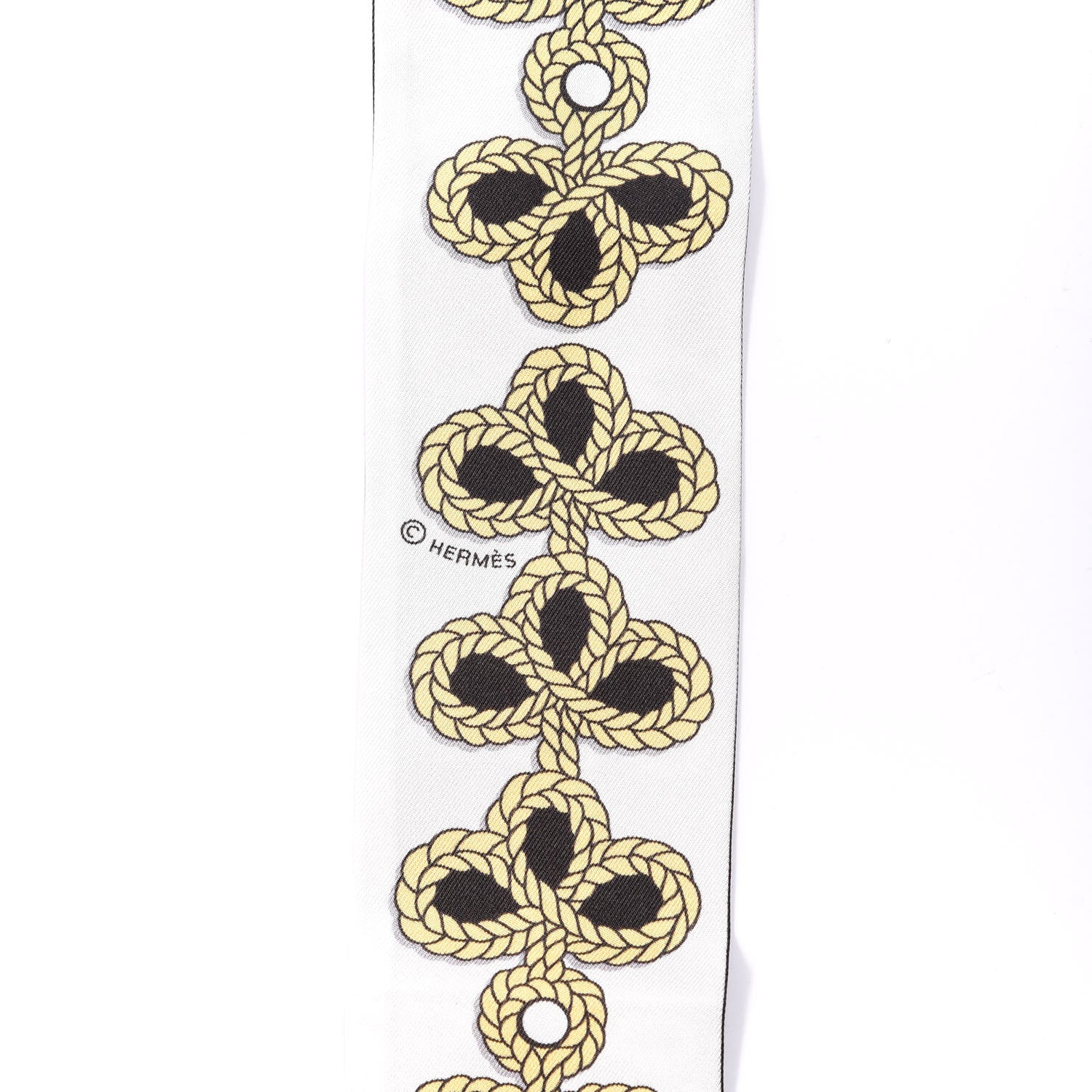 Hermes Silk Galons Et Brandebourg Twilly Black Gold White 3 of 3