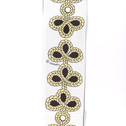 Hermes Silk Galons Et Brandebourg Twilly Black Gold White 3 of 3
