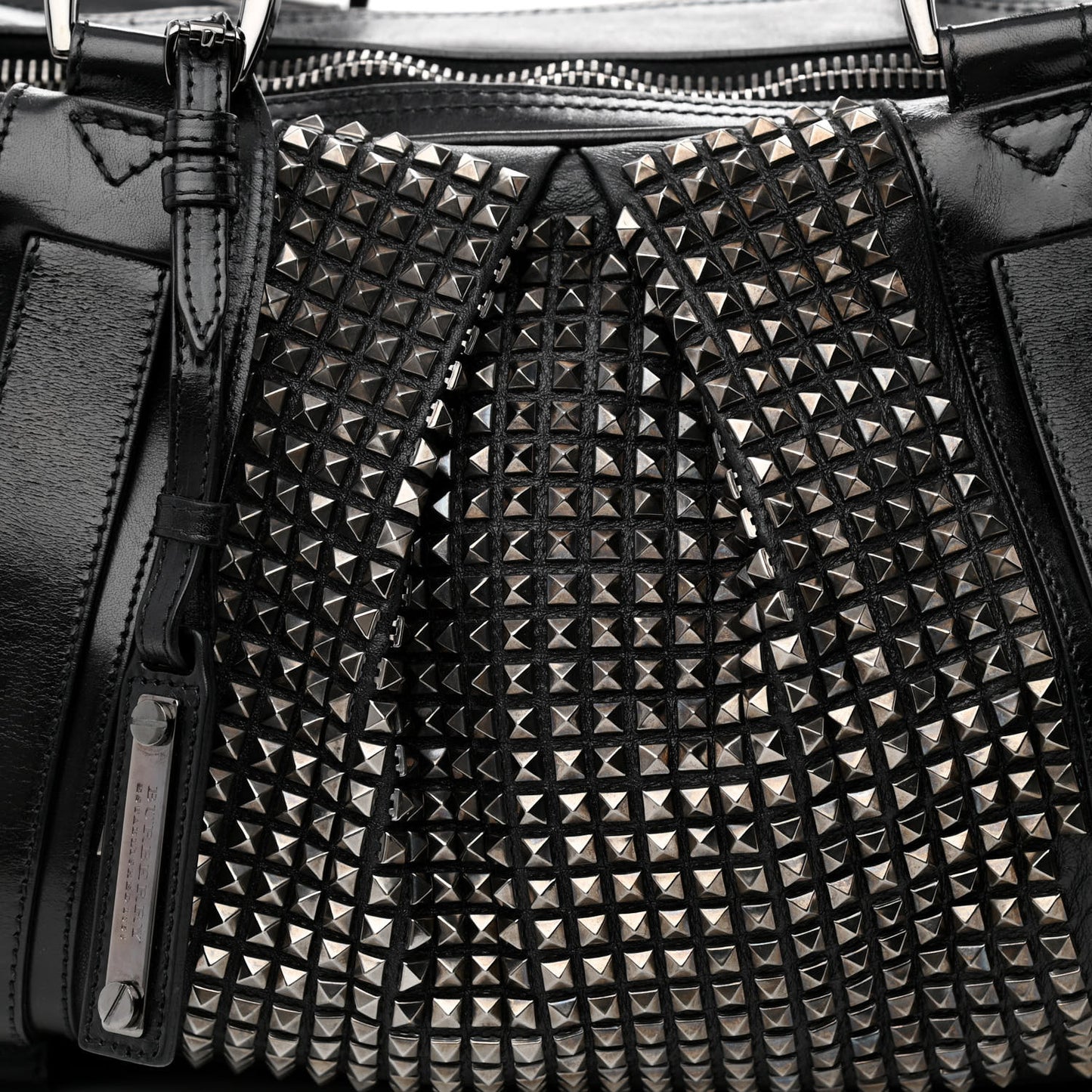 Prorsum Calfskin Studded Knight Satchel Black