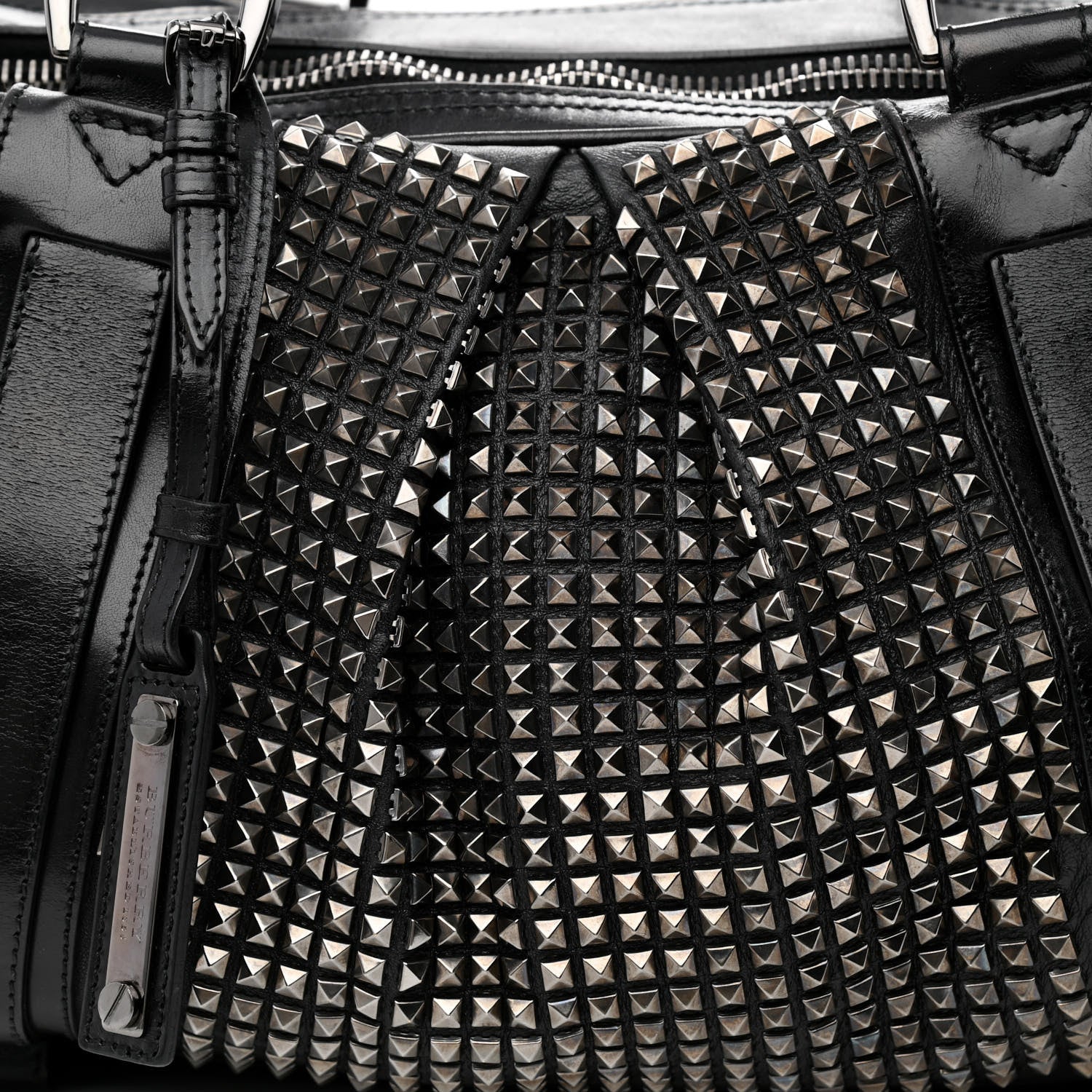 Burberry Prorsum Calfskin Studded Knight Satchel Black 9 of 12