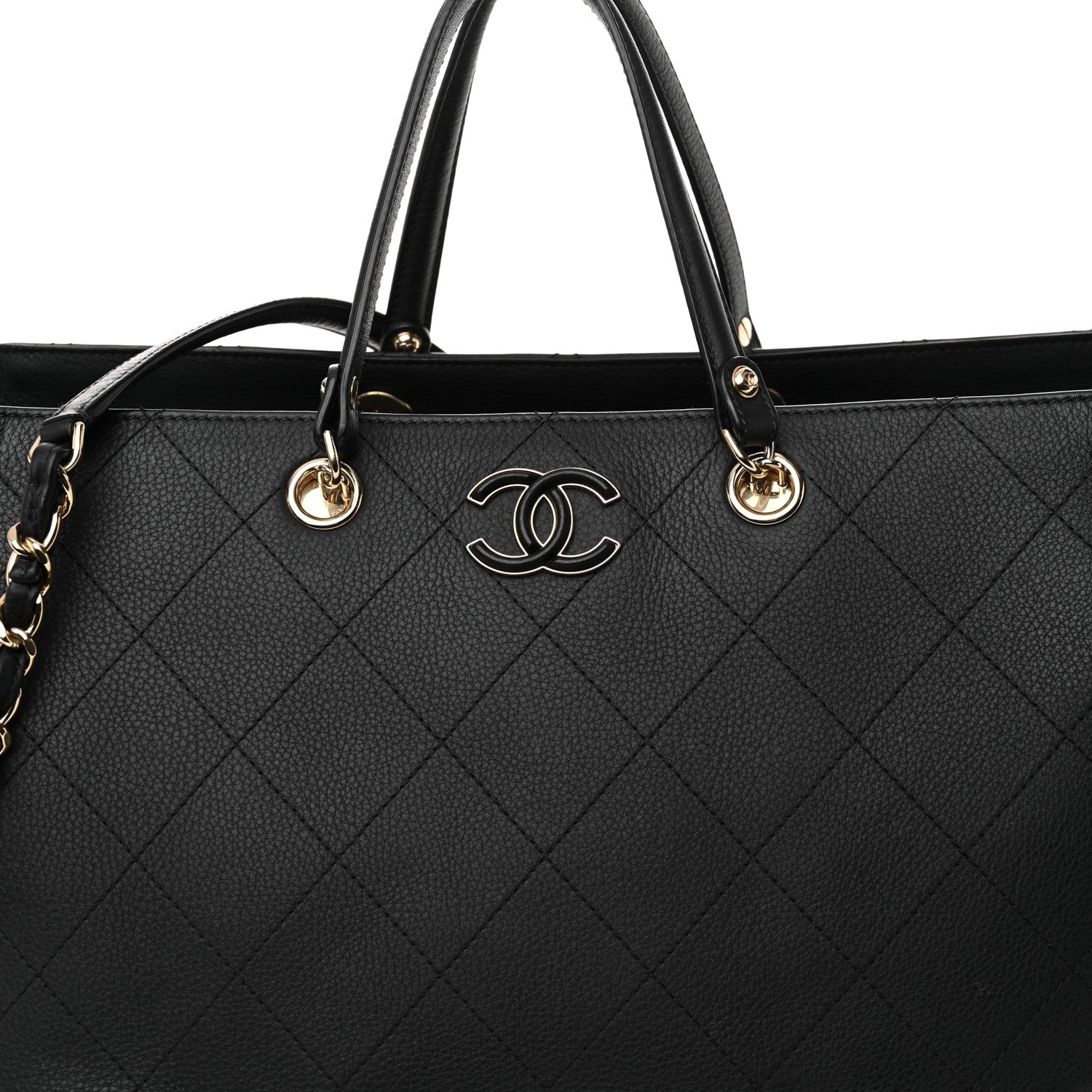 Chanel Bullskin Stitched Large Shopping Bag Black 8 of 10