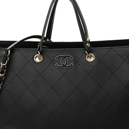 Chanel Bullskin Stitched Large Shopping Bag Black 8 of 10