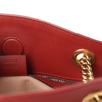 Gucci Calfskin Matelasse Medium GG Marmont Open Top Shoulder Bag Hibiscus Red 9 of 10