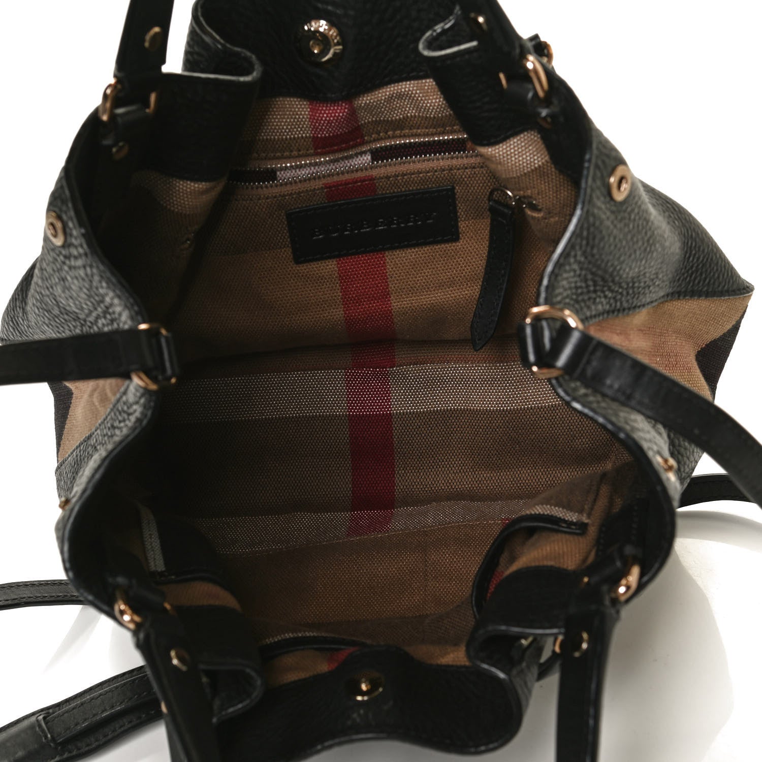 Burberry Grainy Calfskin House Check Small Maidstone Black 5 of 15