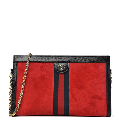 Gucci Suede Patent Web Medium Ophidia Chain Shoulder Bag Hibiscus Red Black 1 of 10