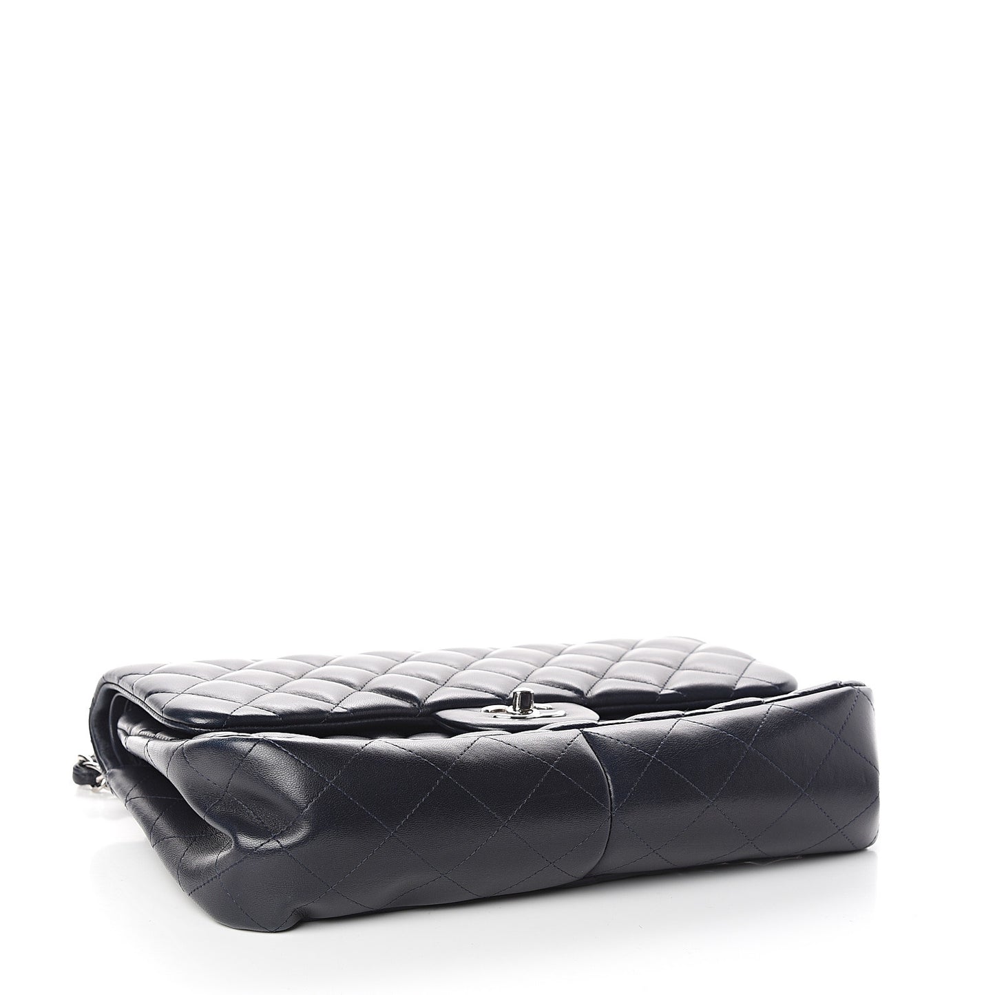 Lambskin Quilted Jumbo Double Flap Black