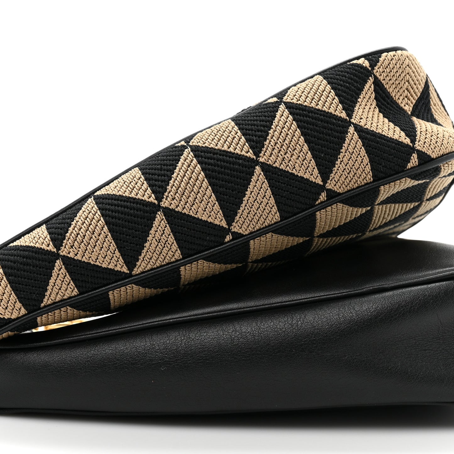 Jacquard Calfskin Triangolo Symbole Embroidered Mini Triangle Double Bag Black Corda
