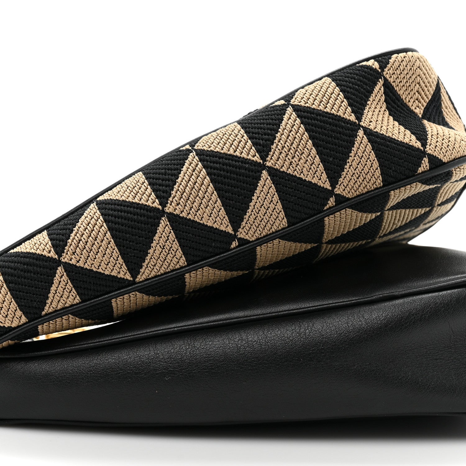 Prada Jacquard Calfskin Triangolo Symbole Embroidered Mini Triangle Double Bag Black Corda 8 of 8