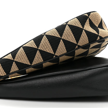 Prada Jacquard Calfskin Triangolo Symbole Embroidered Mini Triangle Double Bag Black Corda 8 of 8