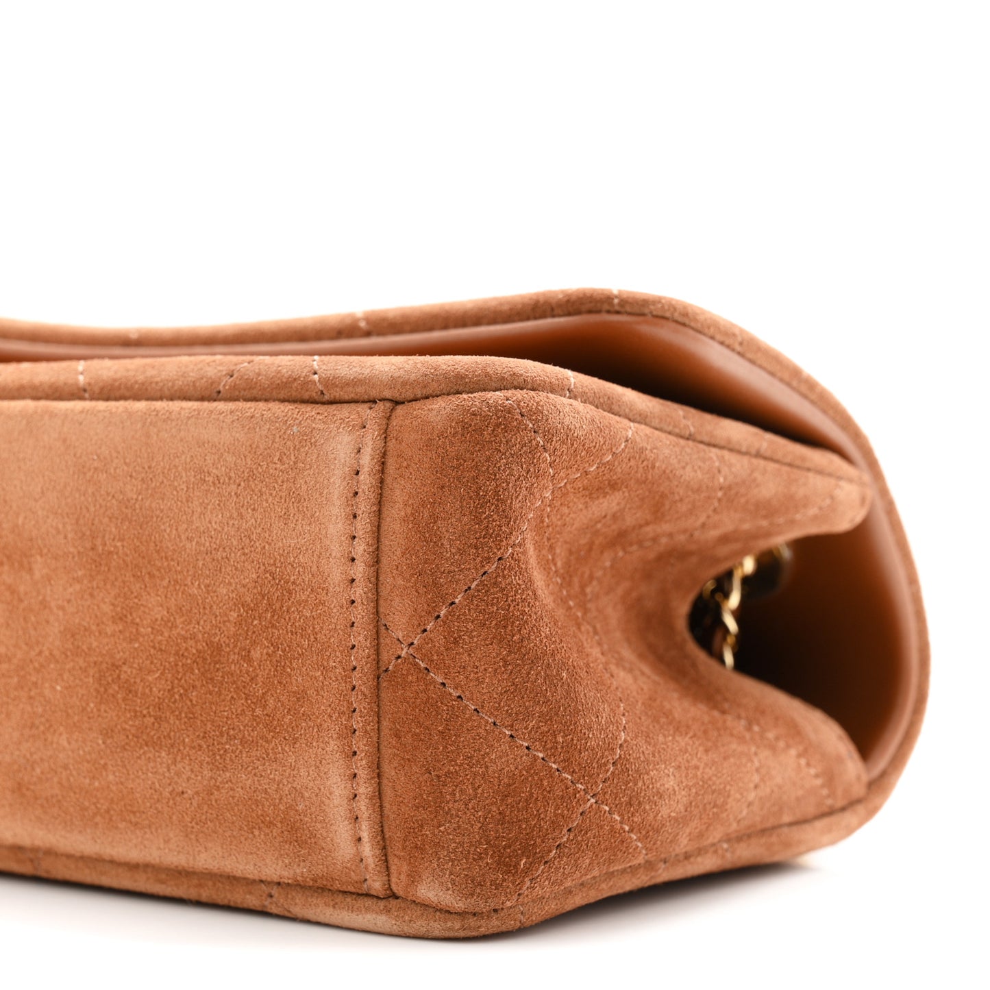 Suede Calfskin Quilted Small Eyes On You Flap Camel
