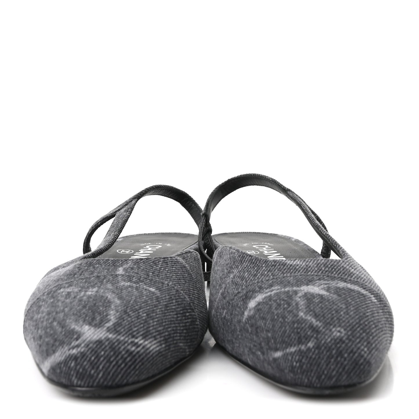 Denim Cap Toe CC Slingback Flats 38.5 Charcoal Black