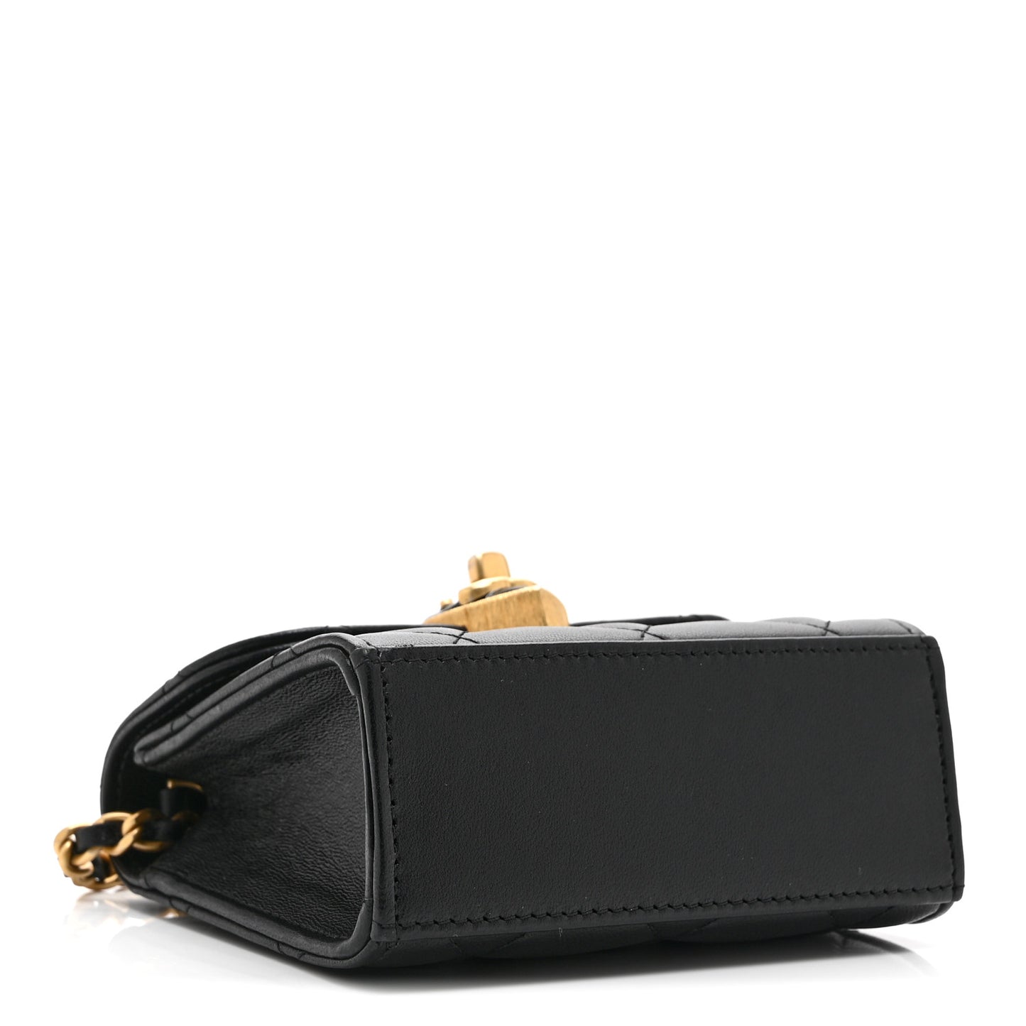 Lambskin Plexiglass Quilted Coco Love Clutch With Chain Black