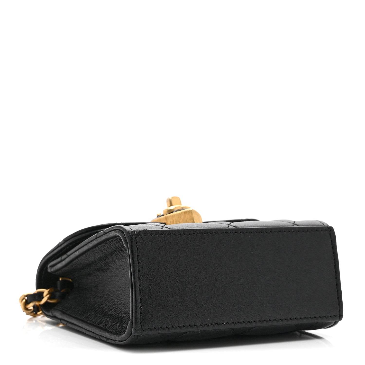 Chanel Lambskin Plexiglass Quilted Coco Love Clutch With Chain Black 4 of 11