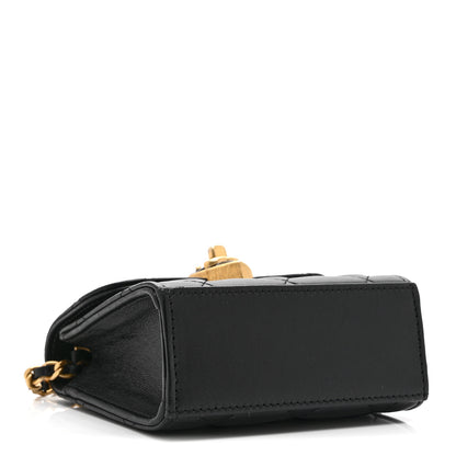 Chanel Lambskin Plexiglass Quilted Coco Love Clutch With Chain Black 4 of 11