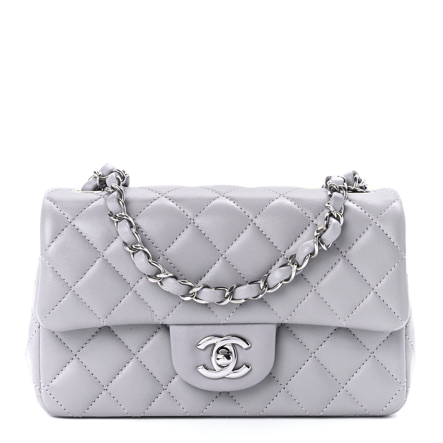 Chanel Lambskin Quilted Mini Rectangular Flap Grey 1 of 13