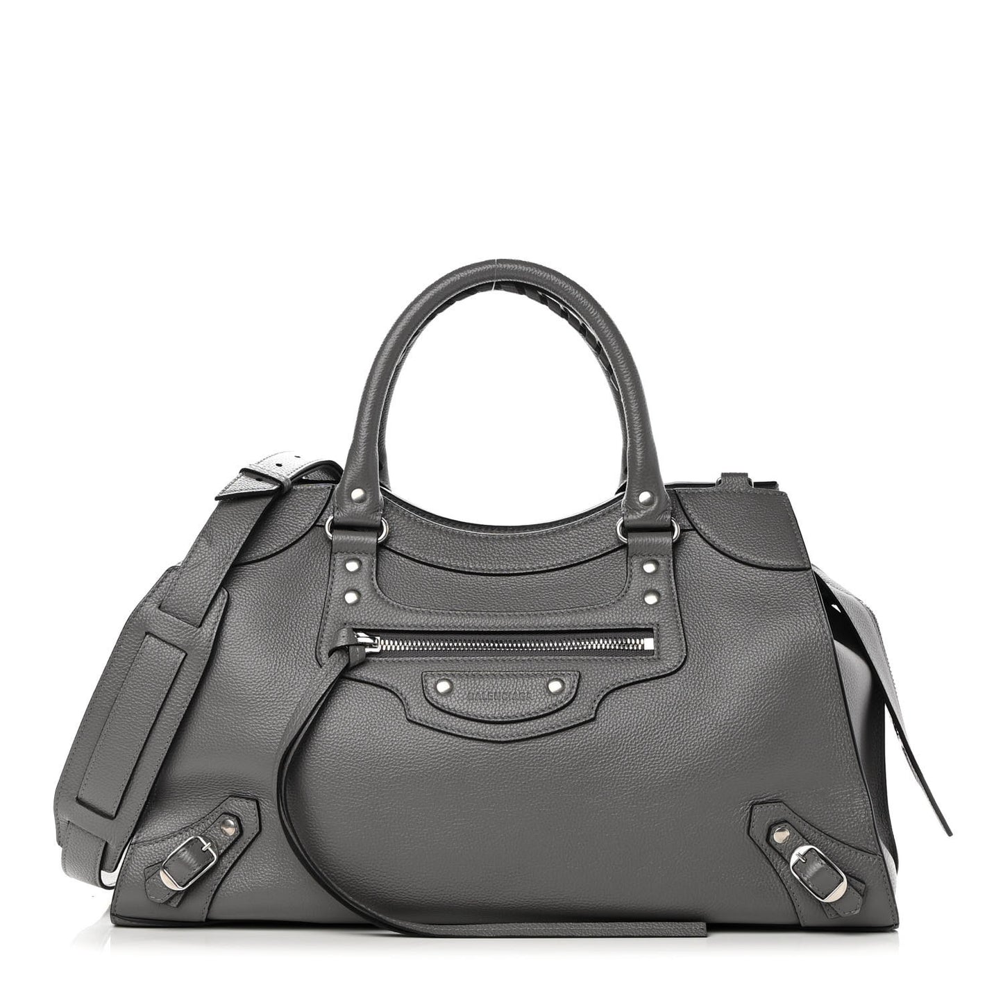 Grained Calfskin Neo Classic Silver Hardware Medium City Dark Grey