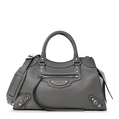 Balenciaga Grained Calfskin Neo Classic Silver Hardware Medium City Dark Grey 1 of 15