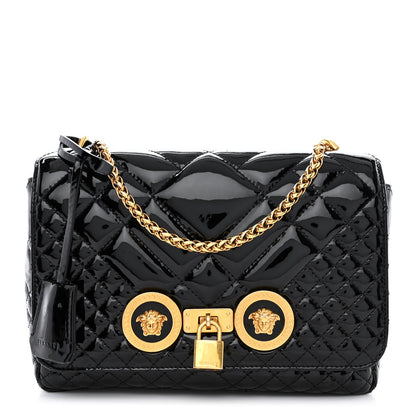 Versace Patent Quilted Icon Shoulder Bag Black 1 of 14