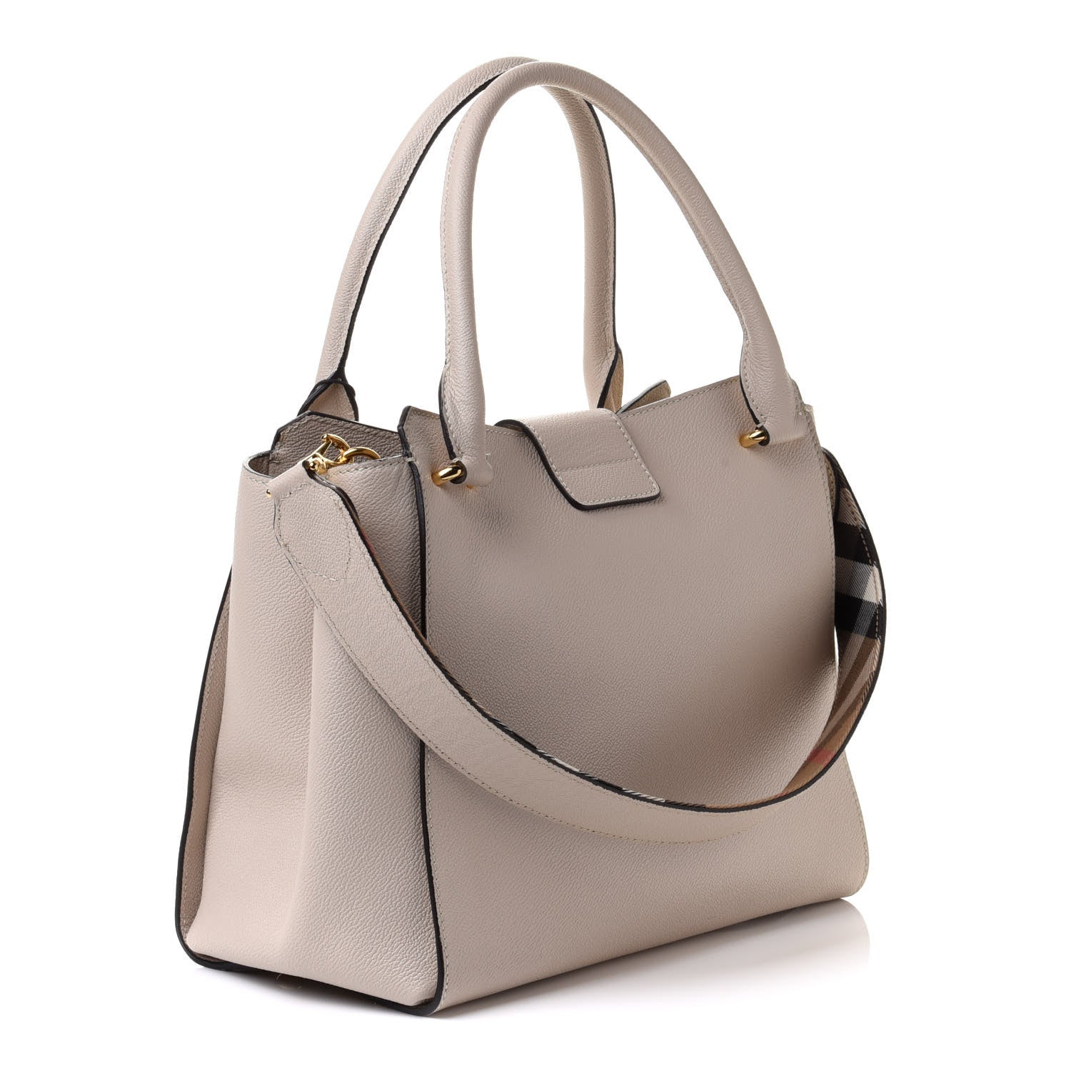 Burberry Soft Grain Calfskin Medium Buckle Tote Limestone 3 of 12