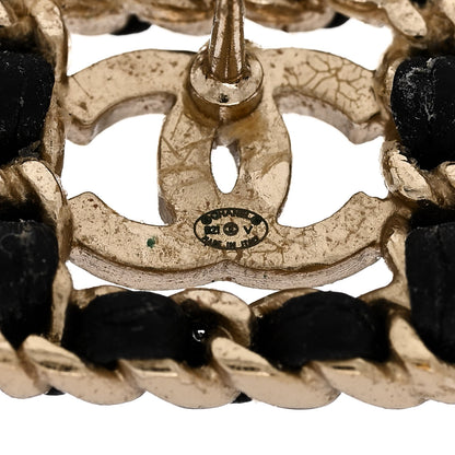 Chanel Crystal Lambskin Chain Sergeant Chanel Stud Earrings Black Gold 4 of 5