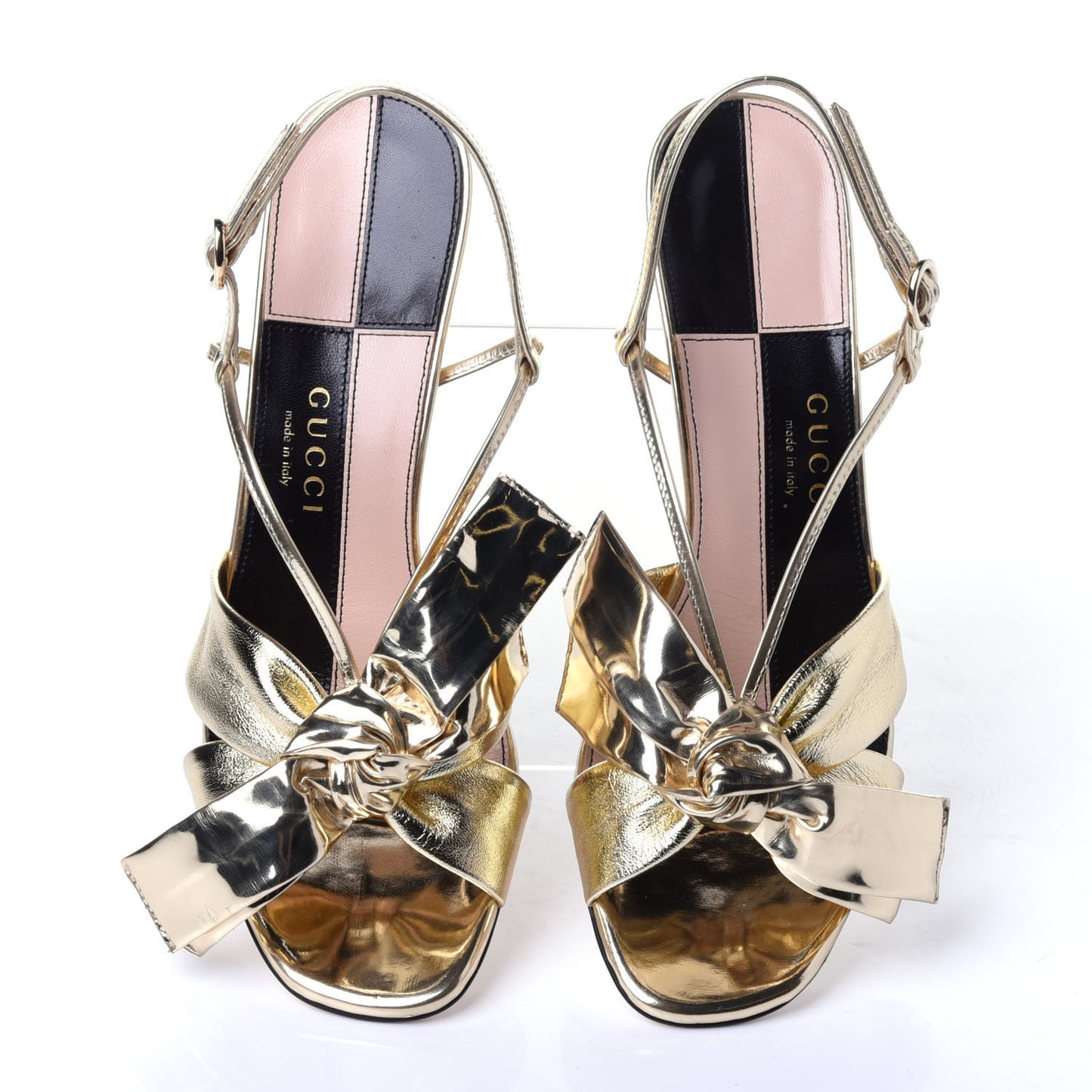 Metallic Nappa Bow Daphne High Heel Sandals 36.5 Platino