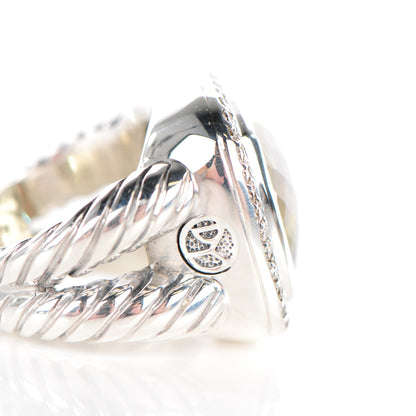David Yurman Sterling Silver 18K White Gold Diamond Lemon Quartz 14mm Albion Ring 47 4 5 of 12