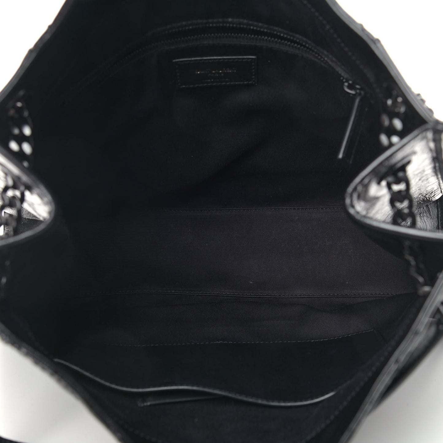 Crinkled Calfskin Matelasse Monogram Medium Niki Shopper Tote Black