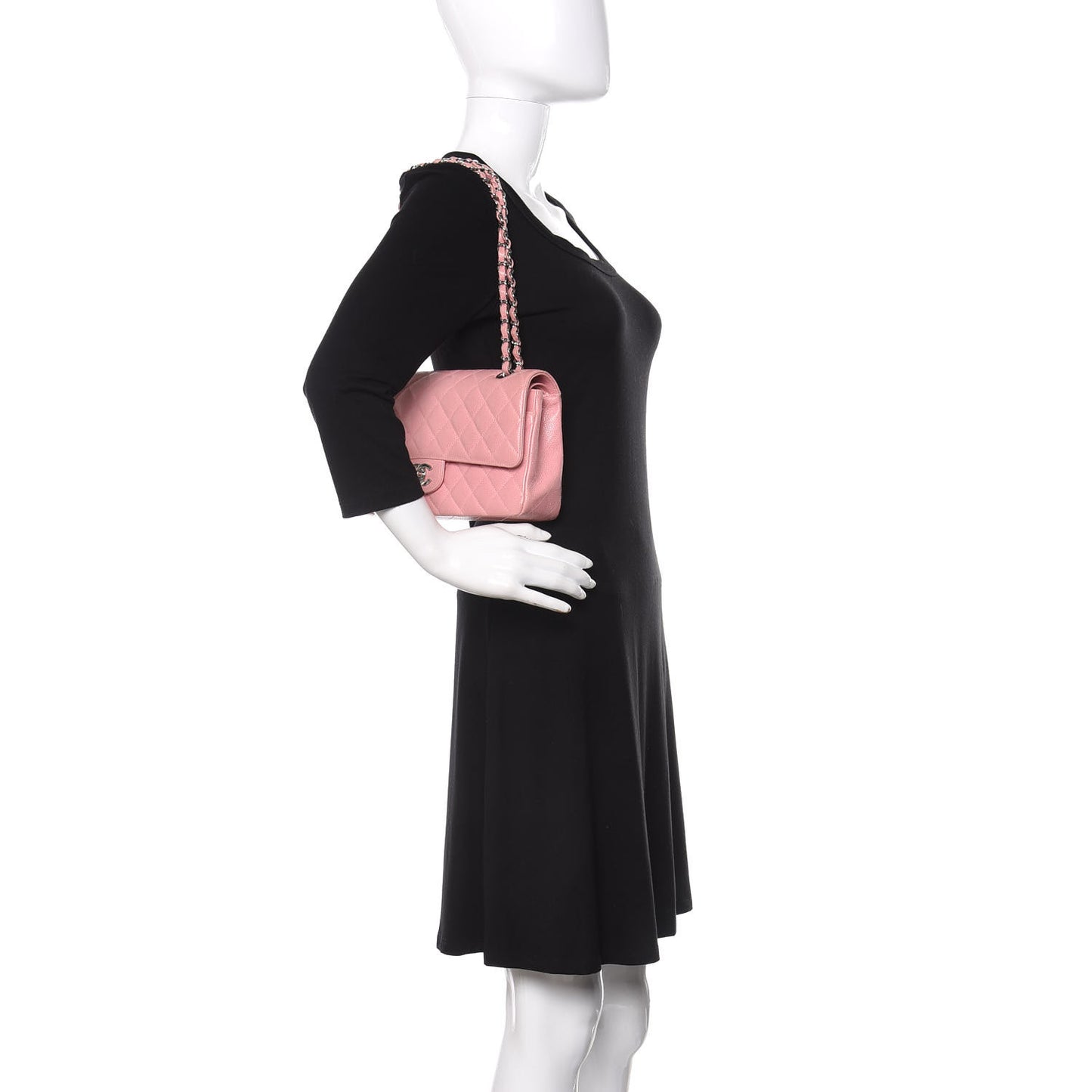 Caviar Quilted Medium Double Flap Pink