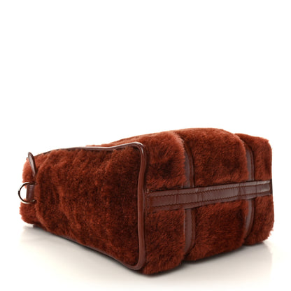 Balenciaga Shearling XS Bazar Shopper Tote Burgundy 4 of 11