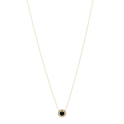 Tiffany 18K Yellow Gold Diamond Black Onyx Small T Circle Pendant Necklace 1 of 6