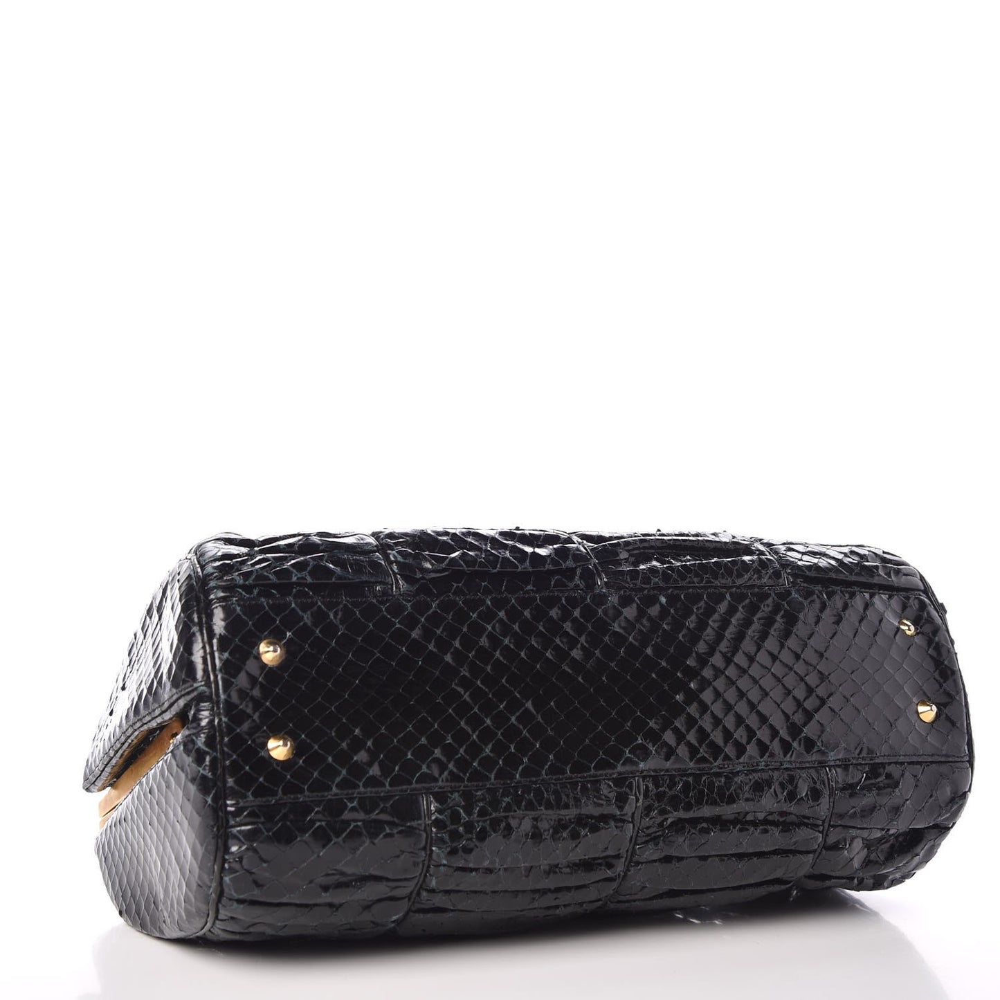 Glazed Snakeskin Frame Evening Bag Black