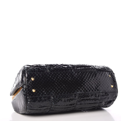 Judith Leiber Glazed Snakeskin Frame Evening Bag Black 4 of 9