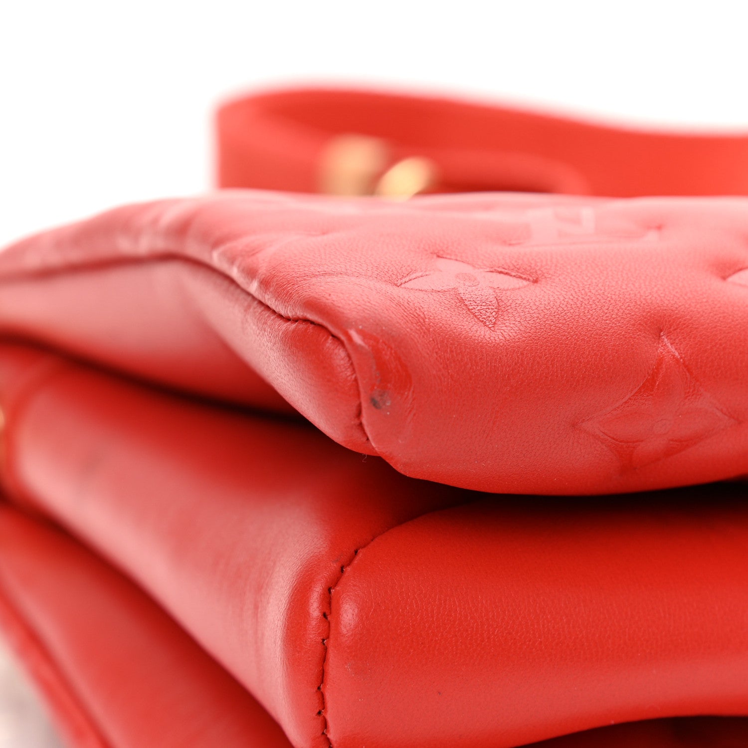 Louis Vuitton Lambskin Embossed Monogram Coussin PM Red 10 of 11