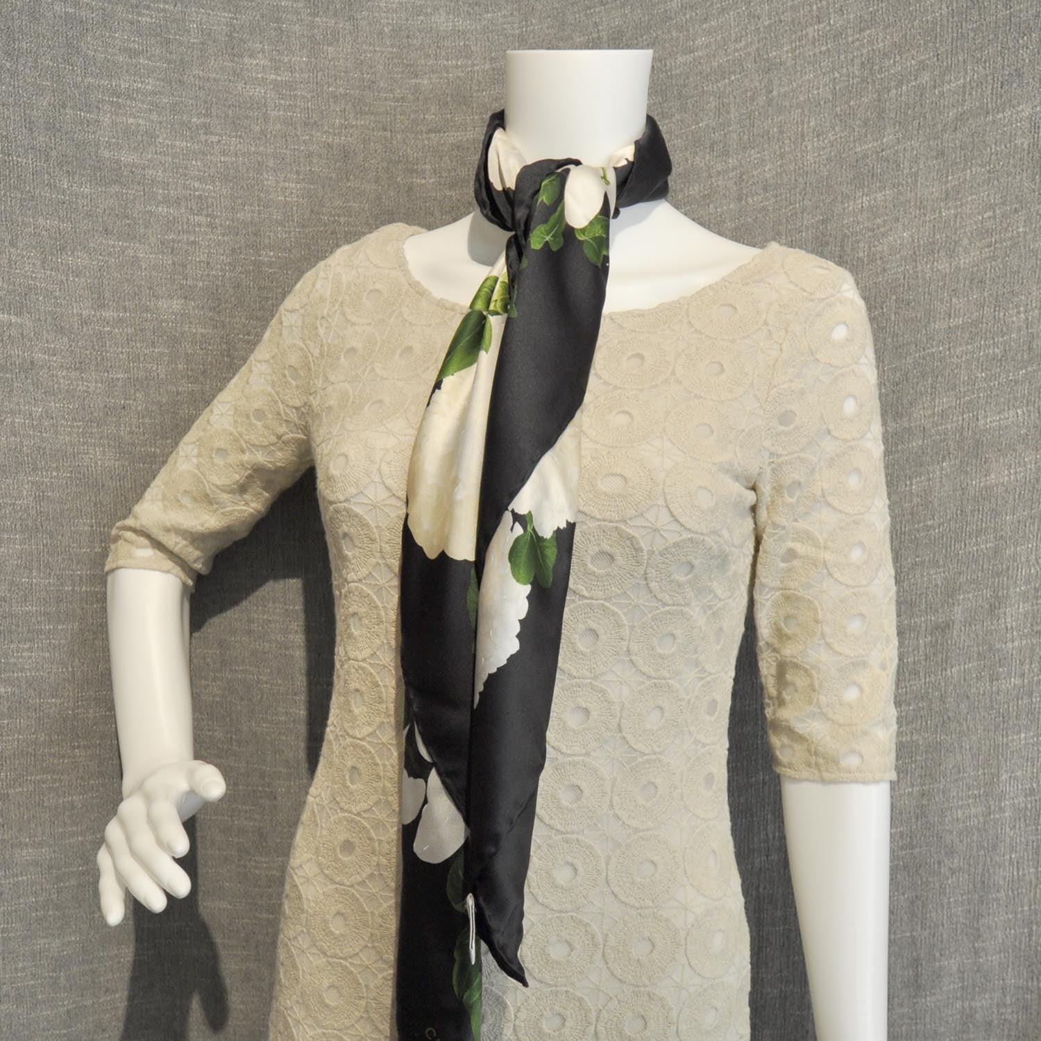 Chanel Silk Camellia Flower Scarf 6 of 6