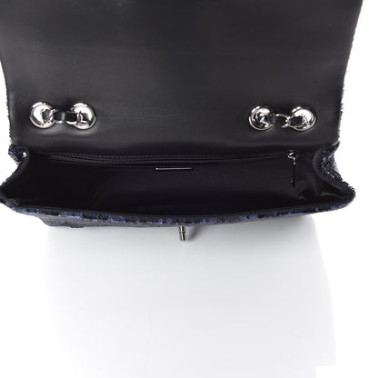 Chanel Sequin Quilted Medium Single Flap Blue 7 of 10