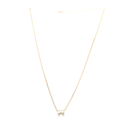 Hermes Lacquered Gold Mini Pop H Pendant Necklace White 2 of 4