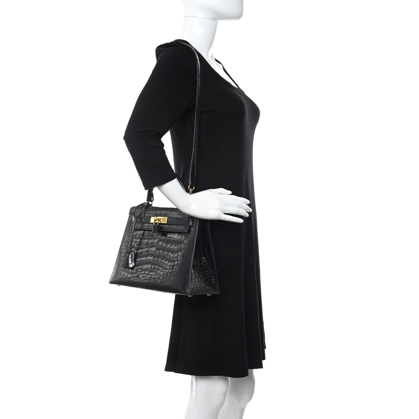 Shiny Alligator Kelly Sellier 28 Black