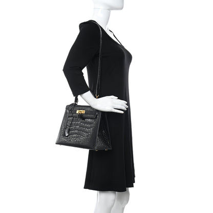 Hermes Shiny Alligator Kelly Sellier 28 Black 2 of 19
