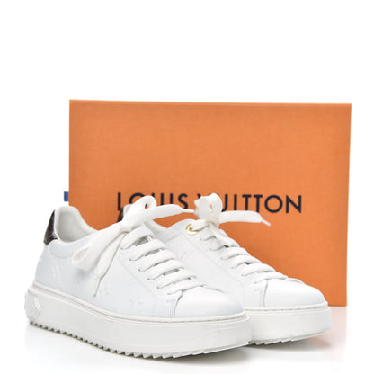 Louis Vuitton Lambskin Embossed Monogram Time Out Sneakers 38 White 9 of 9
